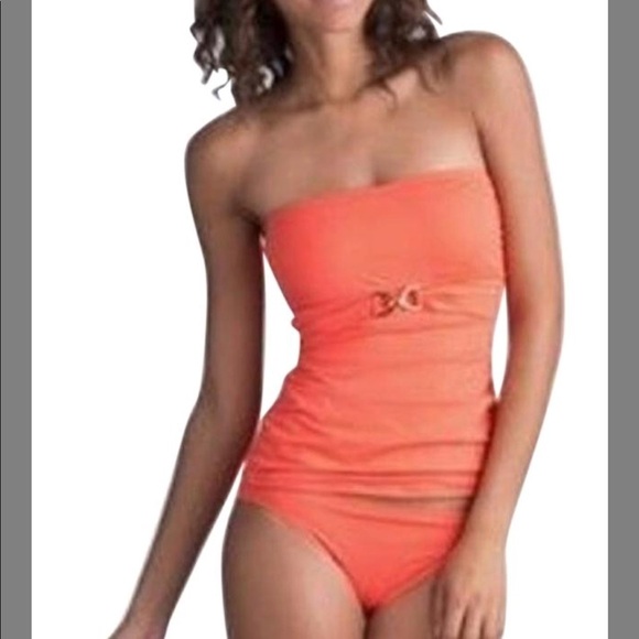 NWT Michael Kors Coral Bandeau Tankini XS - Picture 2 of 7